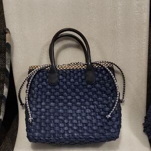 Talbots Navy and Black Woven Tote